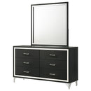 Coaster Furniture Lucia 224993M 6-Drawer Dresser and Mirror - Black IMAGE 3