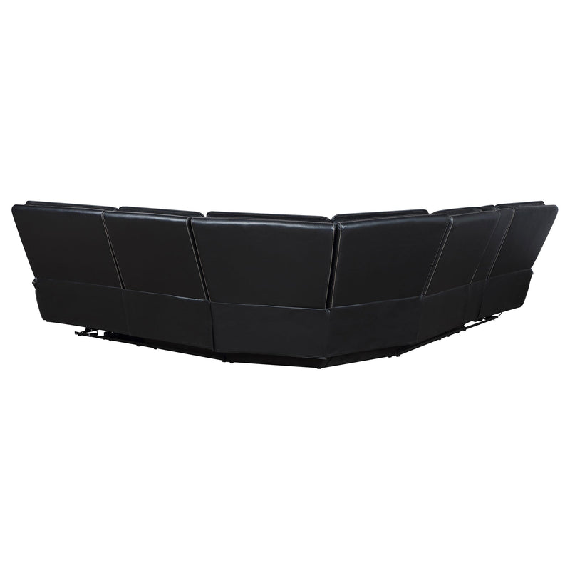 Coaster Furniture Hewitt 609610PP Leather Upholstered Power Reclining Sectional - Black IMAGE 4