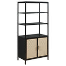 Coaster Furniture Amherst 961651 3-shelf Radio Weave Cane Metal Accent Cabinet - Black IMAGE 1