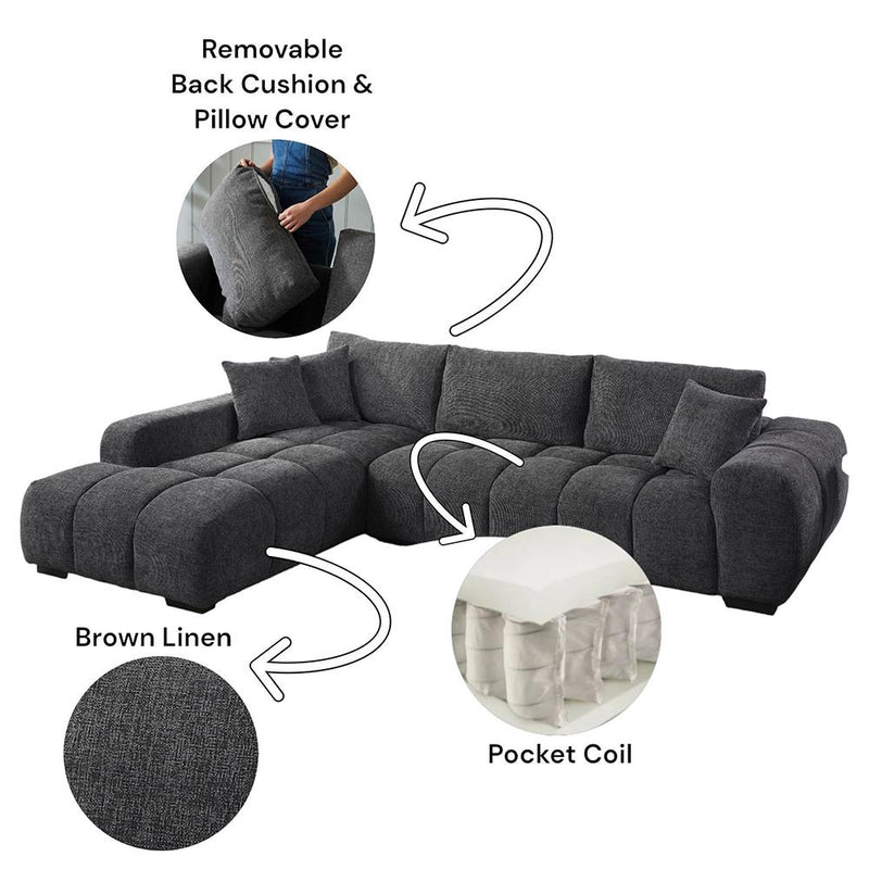 Acme Furniture Chosen LV02720 Sectional Sofa with 3 Pillows IMAGE 3