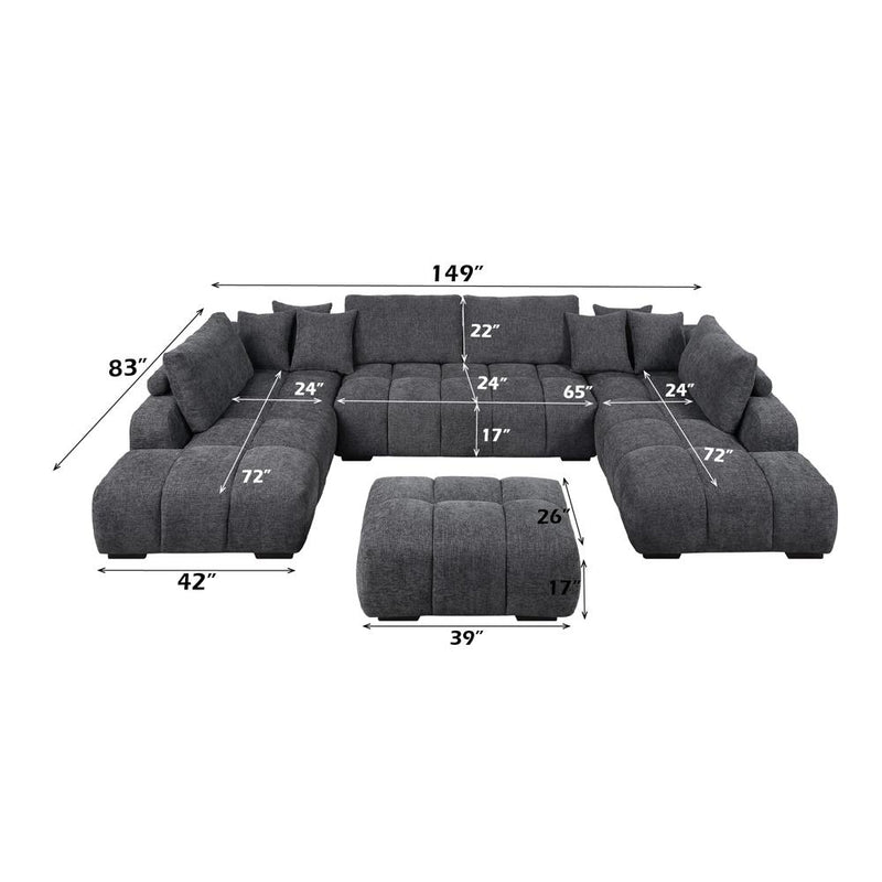 Acme Furniture Chosen LV02840 Sectional Sofa with 6 Pillows IMAGE 5