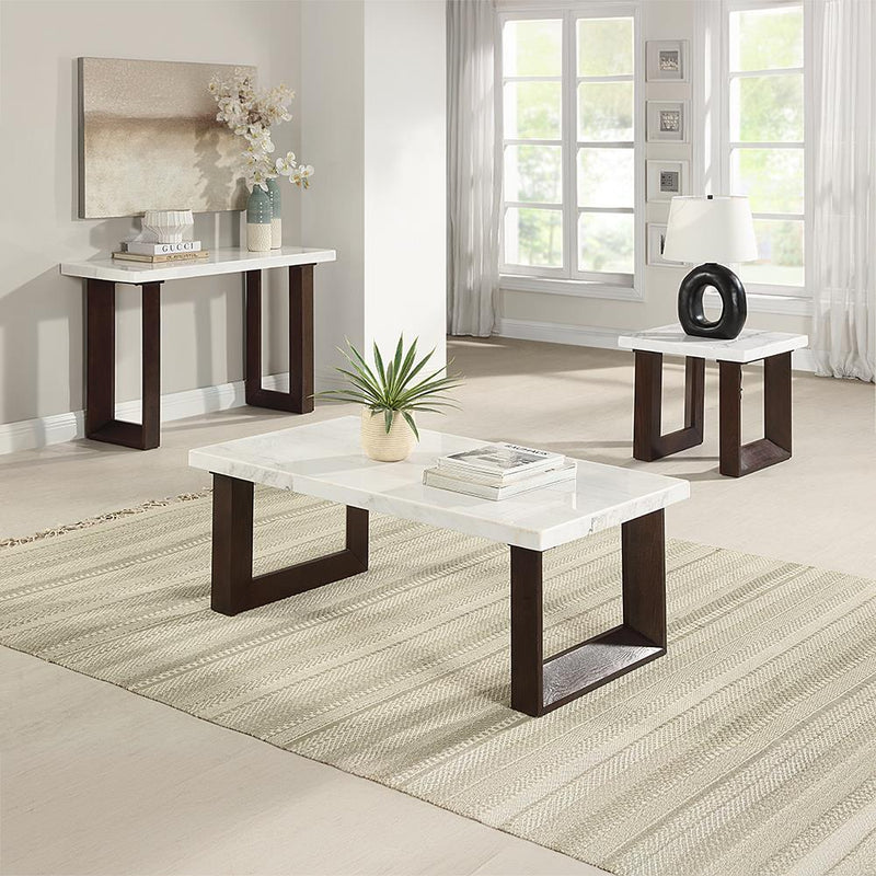 Acme Furniture Edwyn LV03207 Sofa Table with Marble Top IMAGE 4