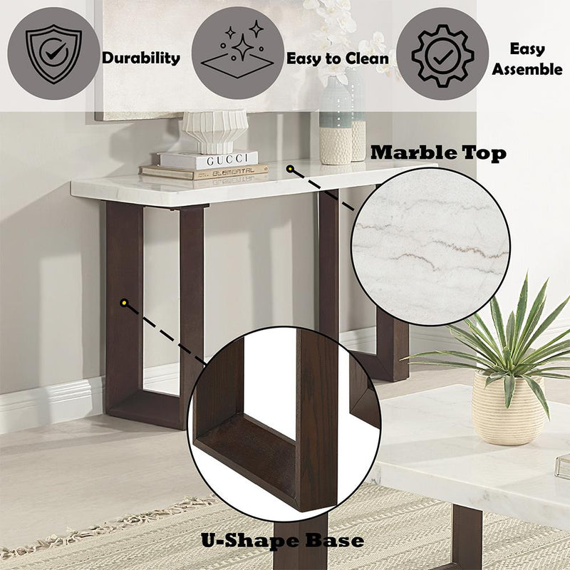 Acme Furniture Edwyn LV03207 Sofa Table with Marble Top IMAGE 6