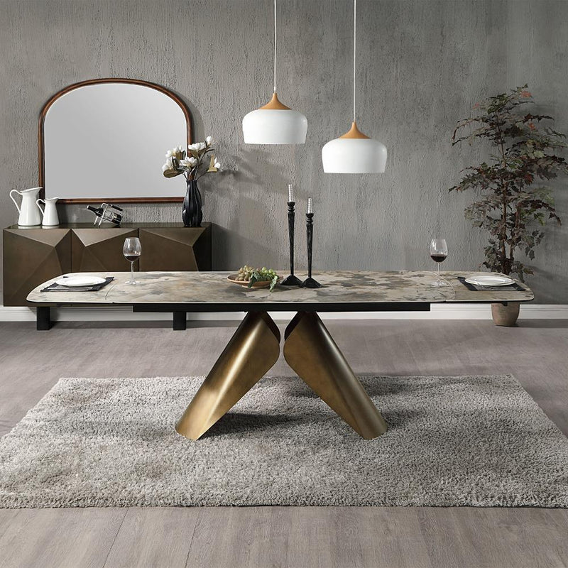 Acme Furniture Malika Dining Table with Ceramic Top and Pedestal Base DN03595 IMAGE 1