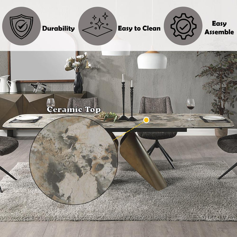 Acme Furniture Malika Dining Table with Ceramic Top and Pedestal Base DN03595 IMAGE 8