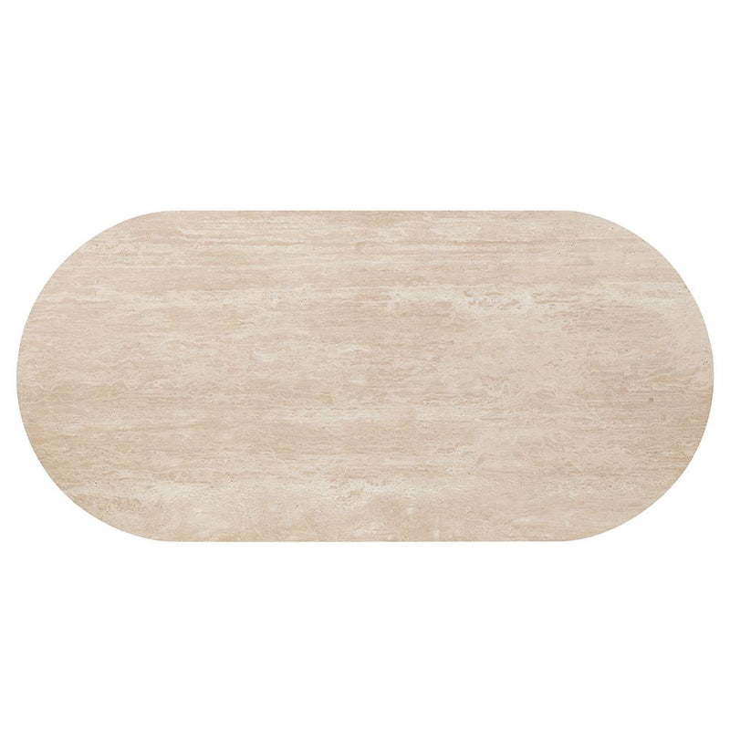 Acme Furniture Oval Leonardo Dining Table with Travertine Top DN04015 IMAGE 4