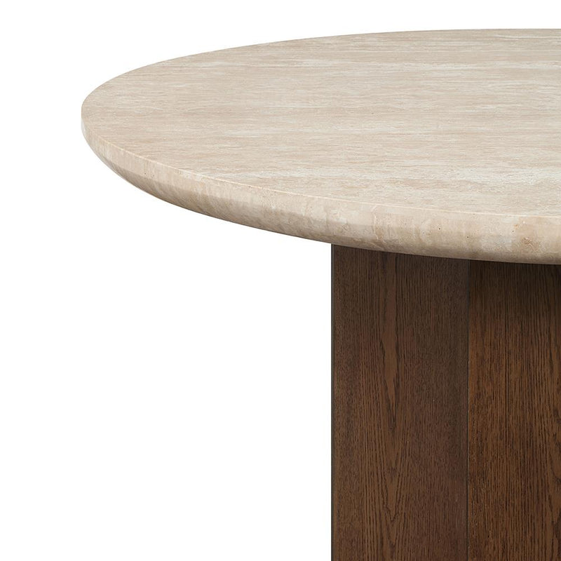 Acme Furniture Oval Leonardo Dining Table with Travertine Top DN04015 IMAGE 5