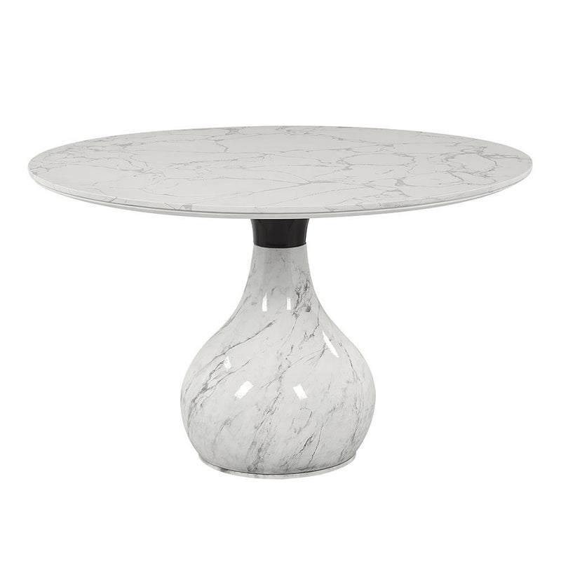 Acme Furniture Round Koen Dining Table with Marble Top and Pedestal Base DN04055 IMAGE 2
