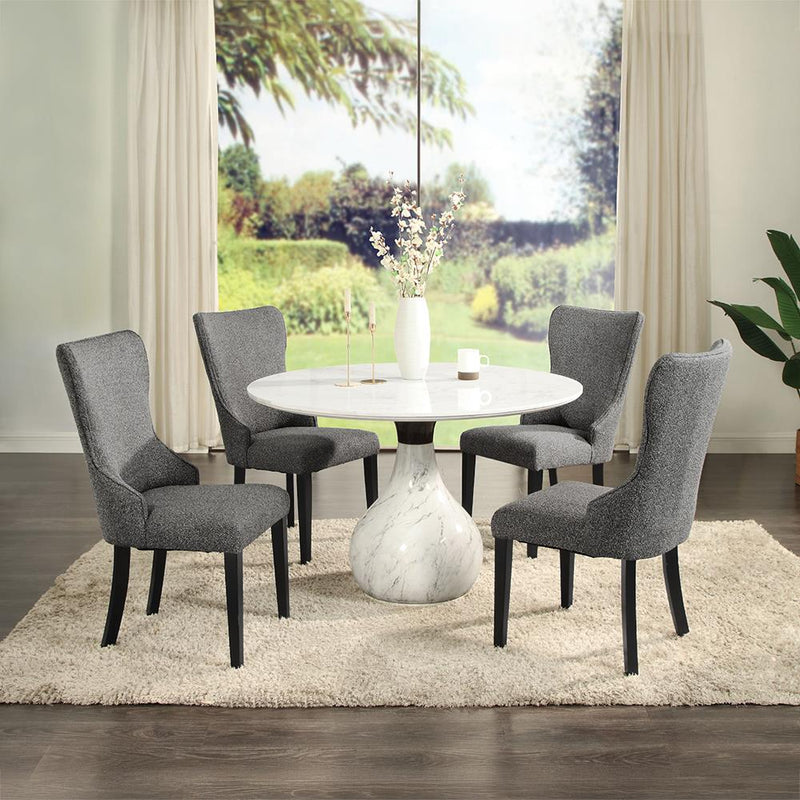 Acme Furniture Round Koen Dining Table with Marble Top and Pedestal Base DN04055 IMAGE 5