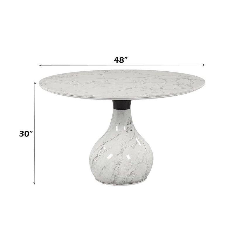 Acme Furniture Round Koen Dining Table with Marble Top and Pedestal Base DN04055 IMAGE 6