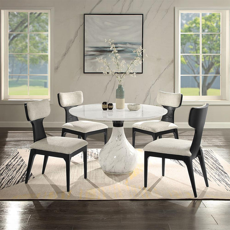 Acme Furniture Round Koen Dining Table with Marble Top and Pedestal Base DN04055 IMAGE 8