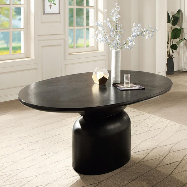 Acme Furniture Oval Marioly Dining Table with Pedestal Base DN04065 IMAGE 1