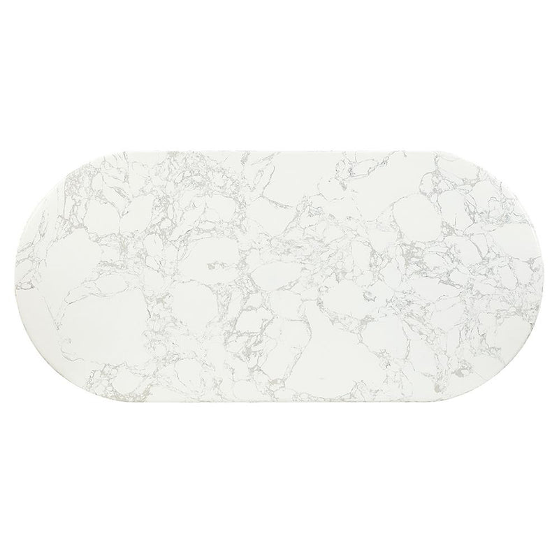 Acme Furniture Oval Zayn Dining Table with Marble Top and Pedestal Base DN04205 IMAGE 4