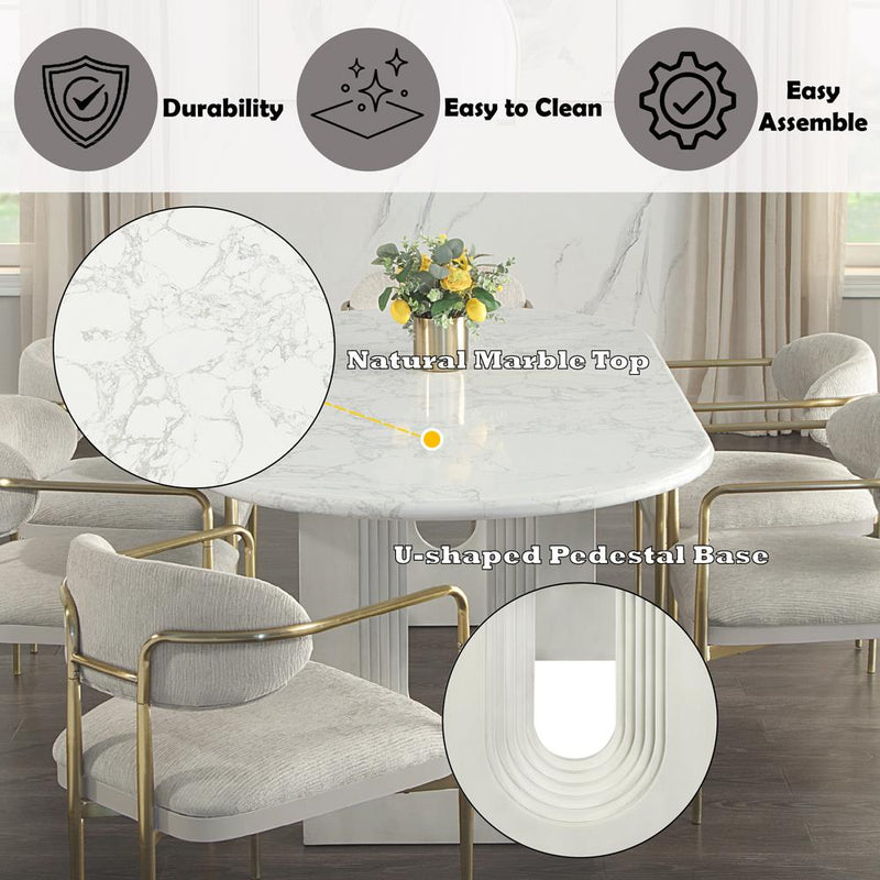 Acme Furniture Oval Zayn Dining Table with Marble Top and Pedestal Base DN04205 IMAGE 8