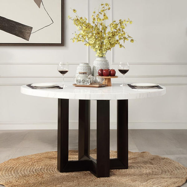 Acme Furniture Round Edwyn Dining Table with Marble Top DN05205 IMAGE 1