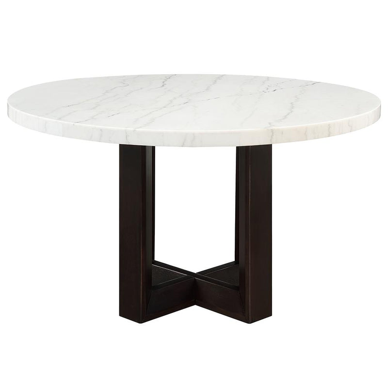 Acme Furniture Round Edwyn Dining Table with Marble Top DN05205 IMAGE 2