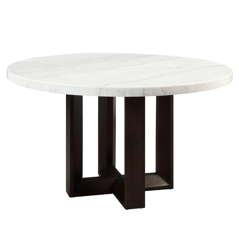 Acme Furniture Round Edwyn Dining Table with Marble Top DN05205 IMAGE 3