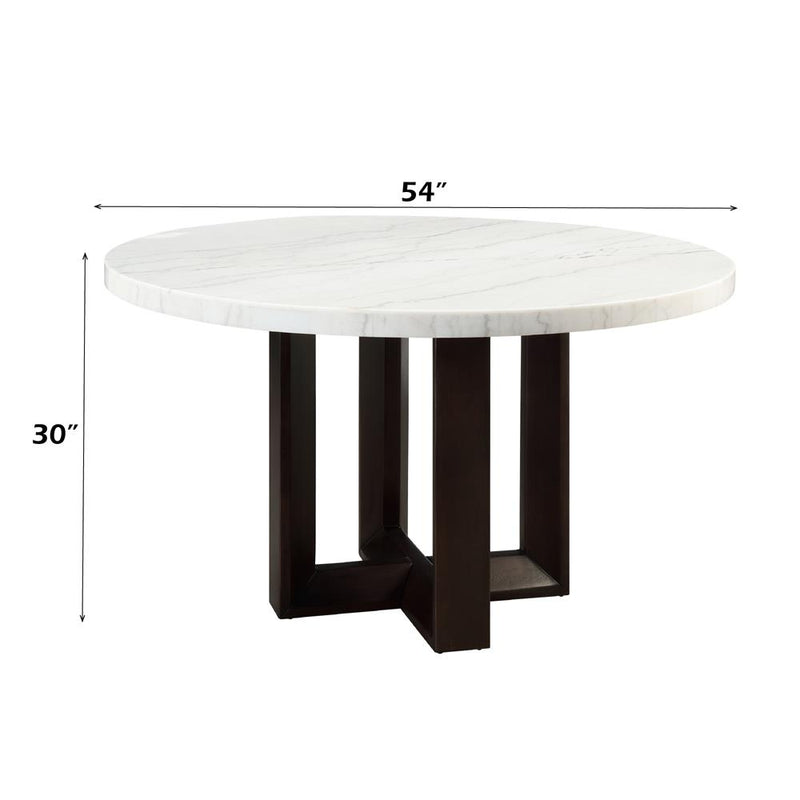 Acme Furniture Round Edwyn Dining Table with Marble Top DN05205 IMAGE 6